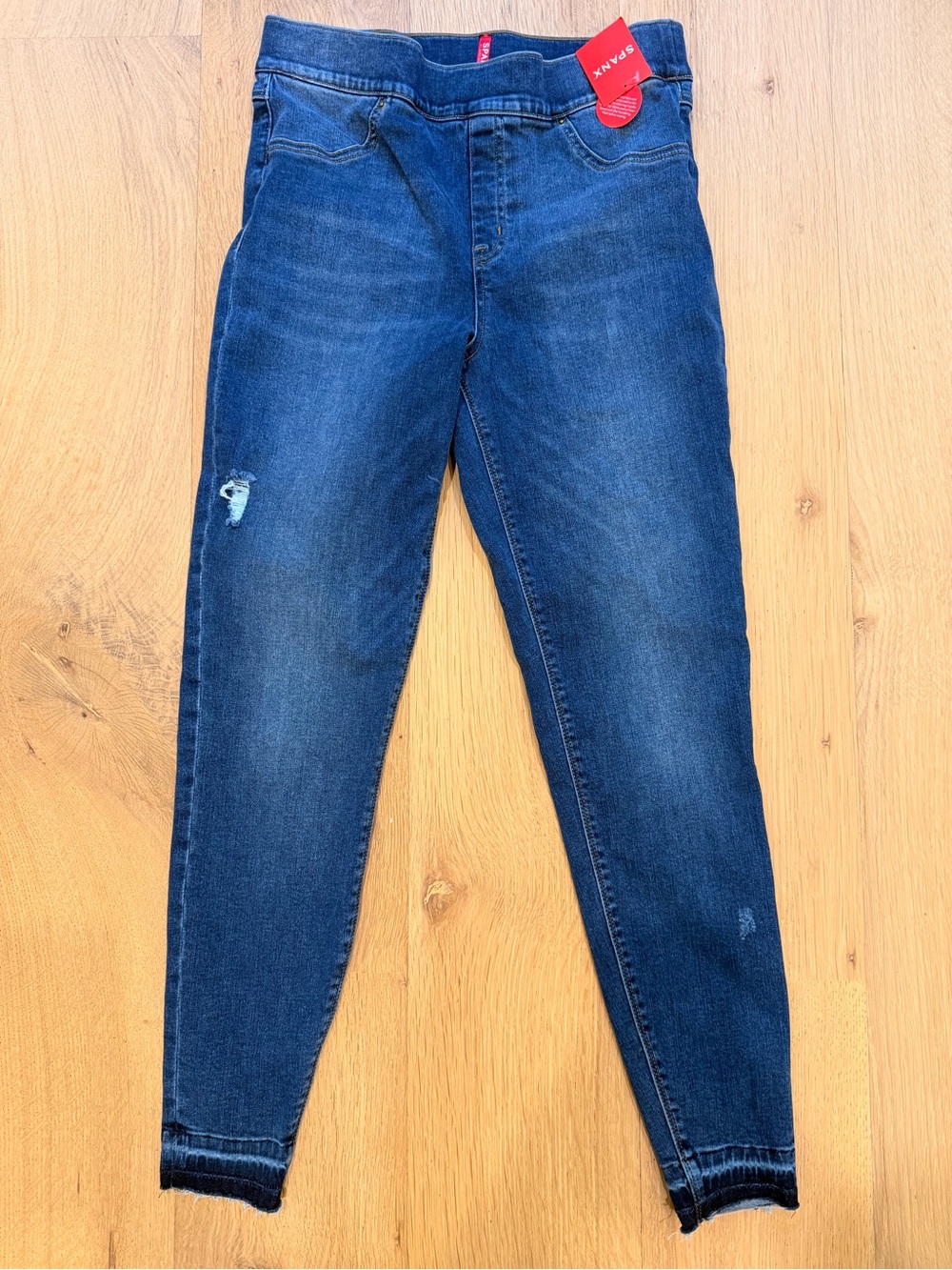 NWT Spanx Distressed Denim Leggings Medium Wash Size Large